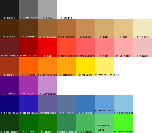 Perler Color Chart